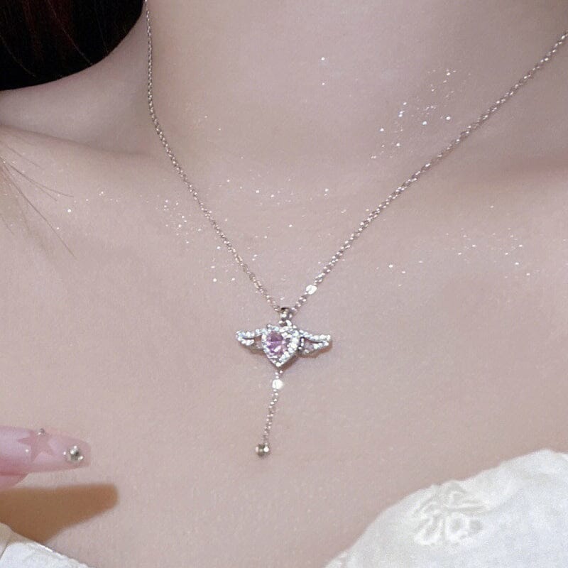 Ketting met roze engelenvleugels