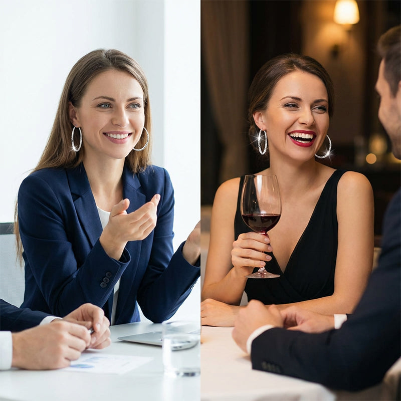 Pendientes de aro gratuitos con corte de diamante para mujer