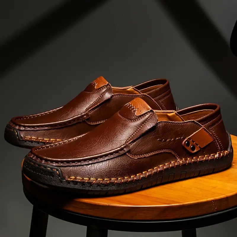 Klassieke leren instapschoenen voor heren - premium kalfsleer, de hele dag comfort en moeiteloze stijl