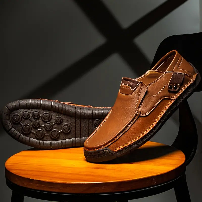 Klassieke leren instapschoenen voor heren - premium kalfsleer, de hele dag comfort en moeiteloze stijl