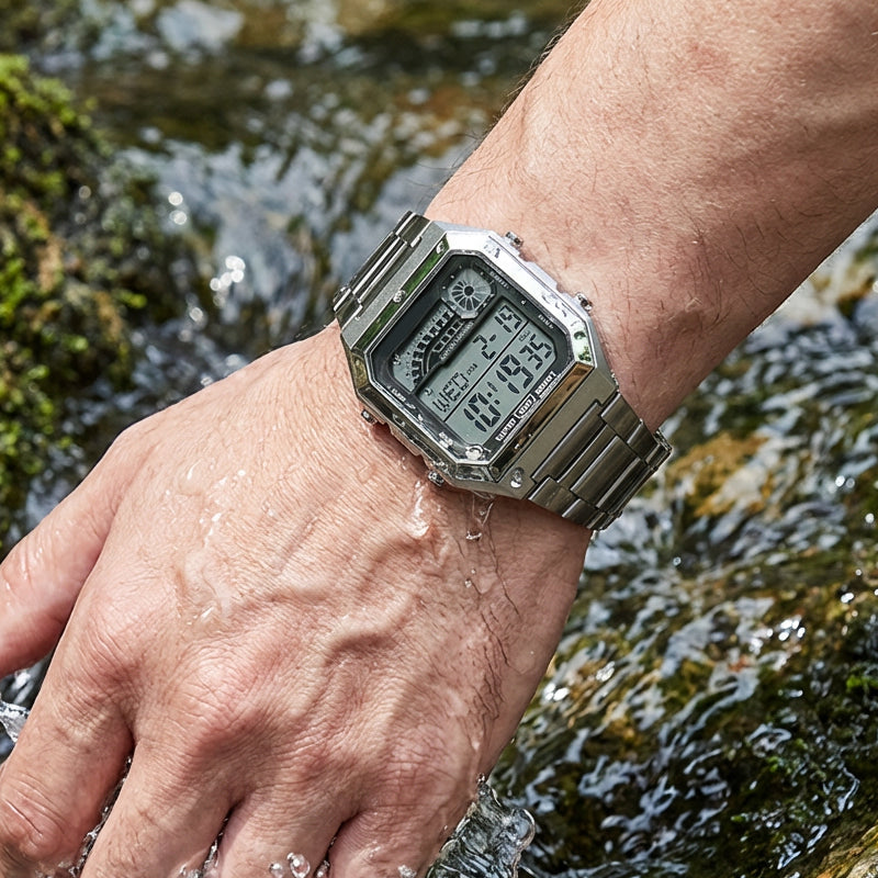 Offerte-Orologio digitale con display quadrato e retroilluminazione luminosa