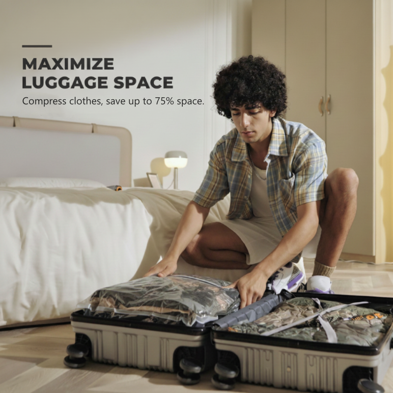 Bolsas de vacío para viaje ¨C ahorran un 75 % de espacio, bomba inalámbrica, herméticas, 3 tamaños