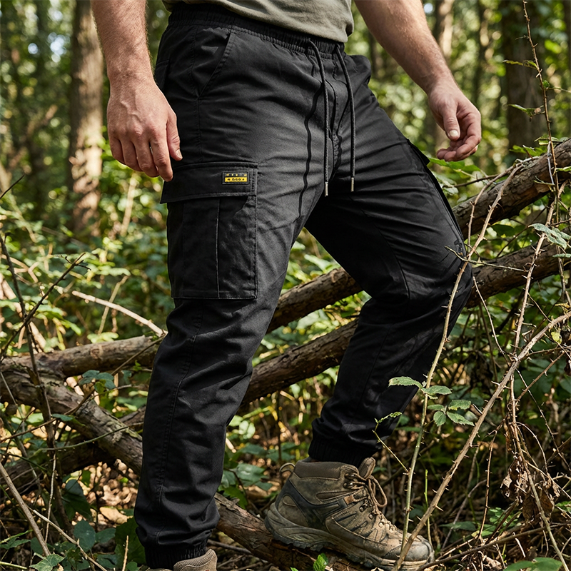 Pantalones cargo informales con cordón para hombre