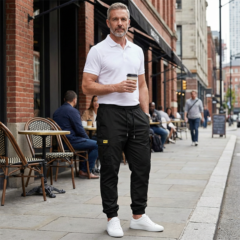 Pantalones cargo informales con cordón para hombre