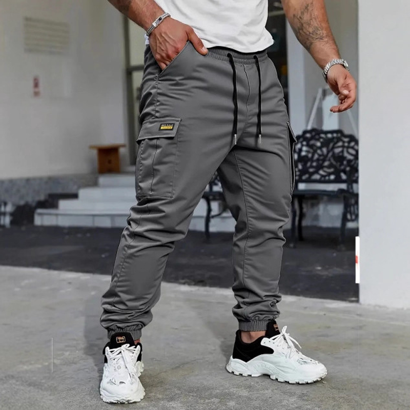 Pantalones cargo informales con cordón para hombre
