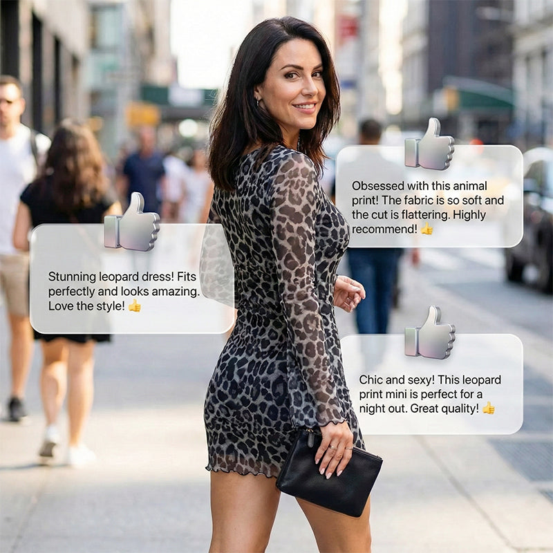 Women's Leopard Print Bodycon Mini Dress