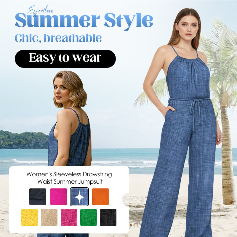 Mono de verano sin mangas con cintura ajustable mediante cordón para mujer