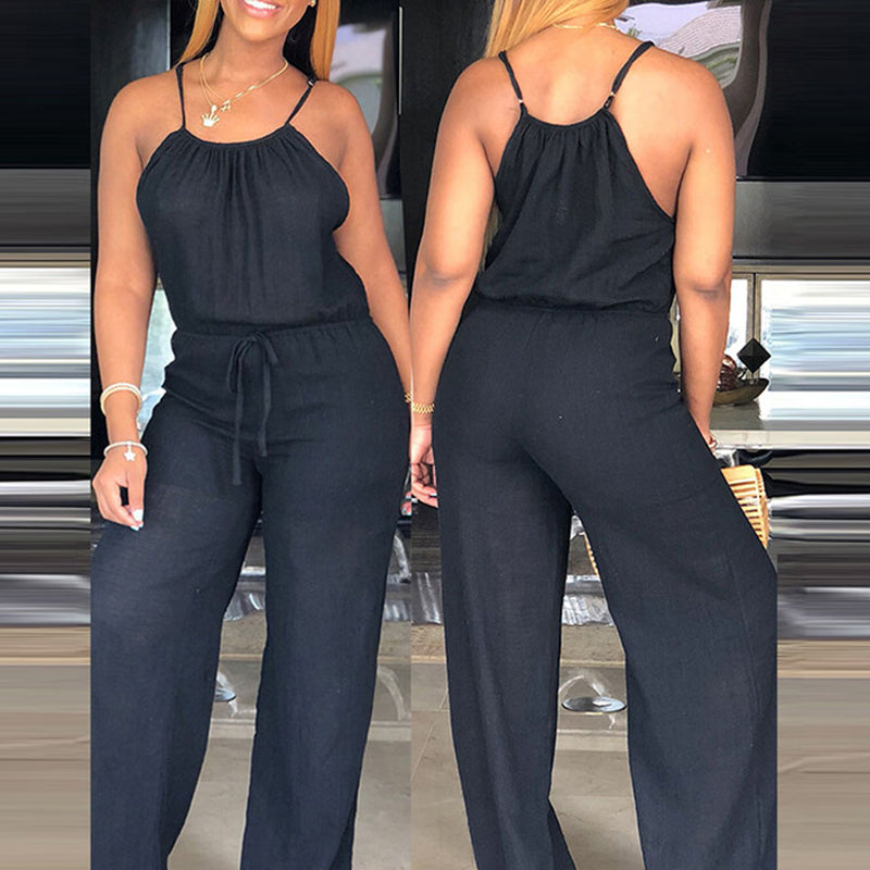 Mono de verano sin mangas con cintura ajustable mediante cordón para mujer