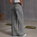 High-Elasticity Plus-size Embroidered Bow Jeans