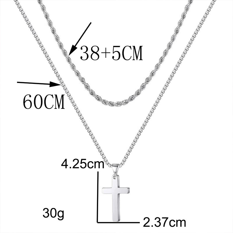 Double Layer Cross Pendant Necklace