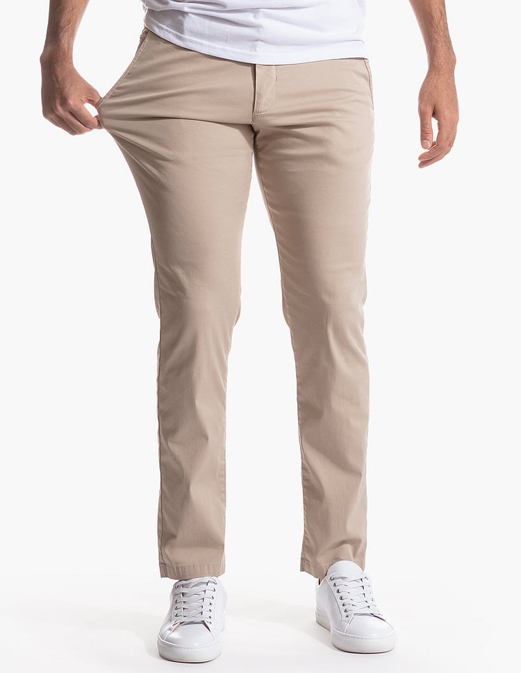 Pantalones caqui elásticos informales para hombre