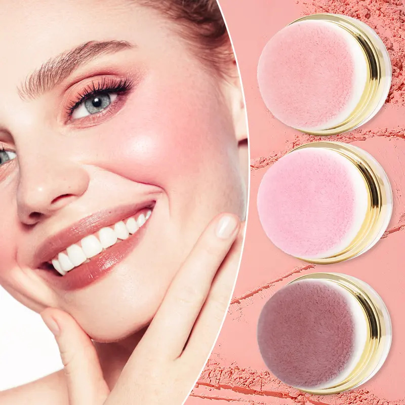 Blush in polvere compatto con applicatore a piumino