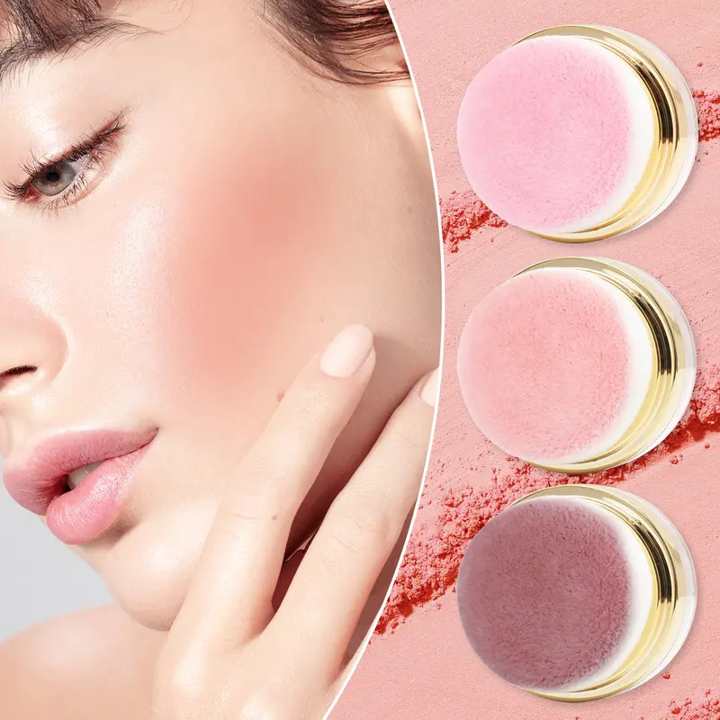 Blush in polvere compatto con applicatore a piumino