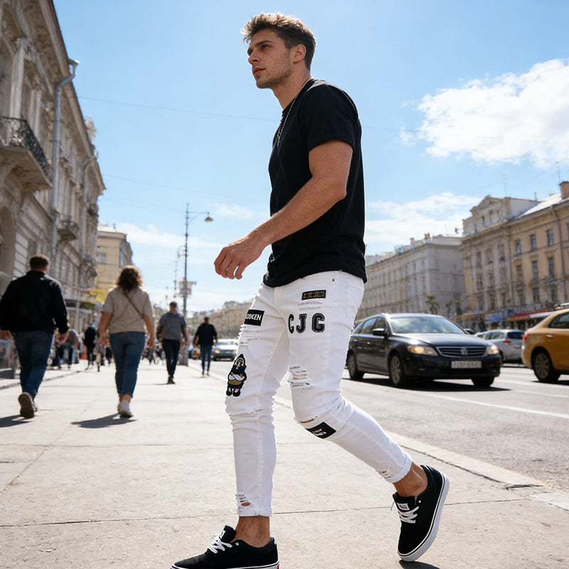 Skinny jeans voor heren met scheuren
