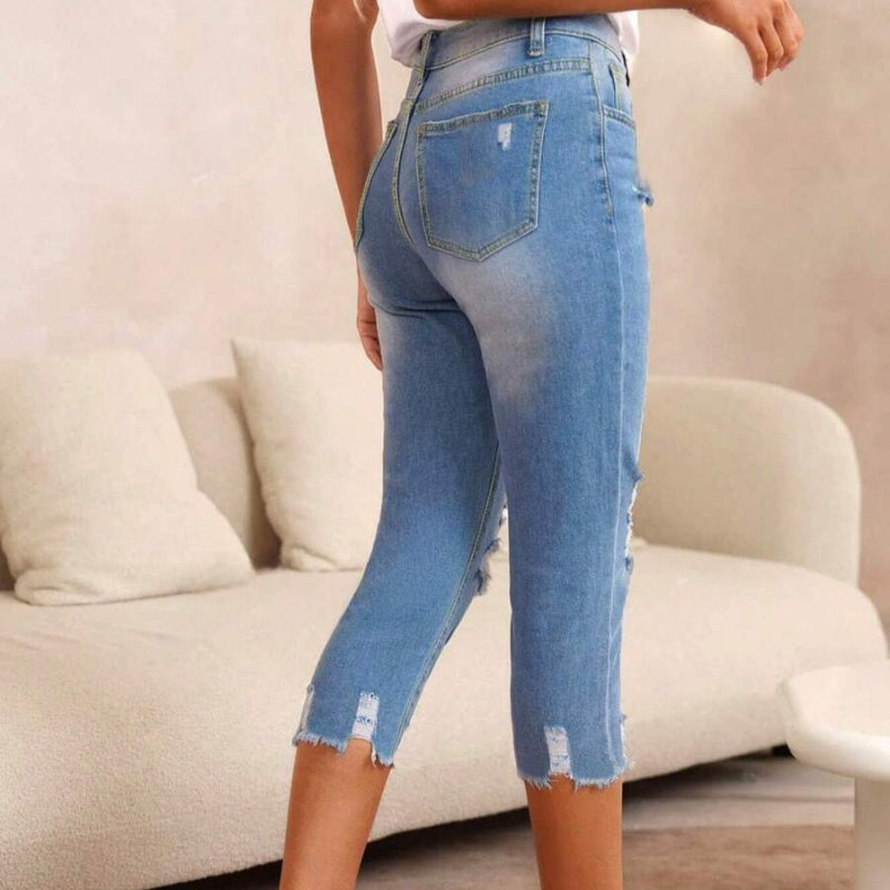 SpecialWomen's Ripped Washed Raw Hem Jeans