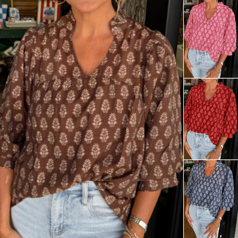 Top informal vaporoso estampado para mujer