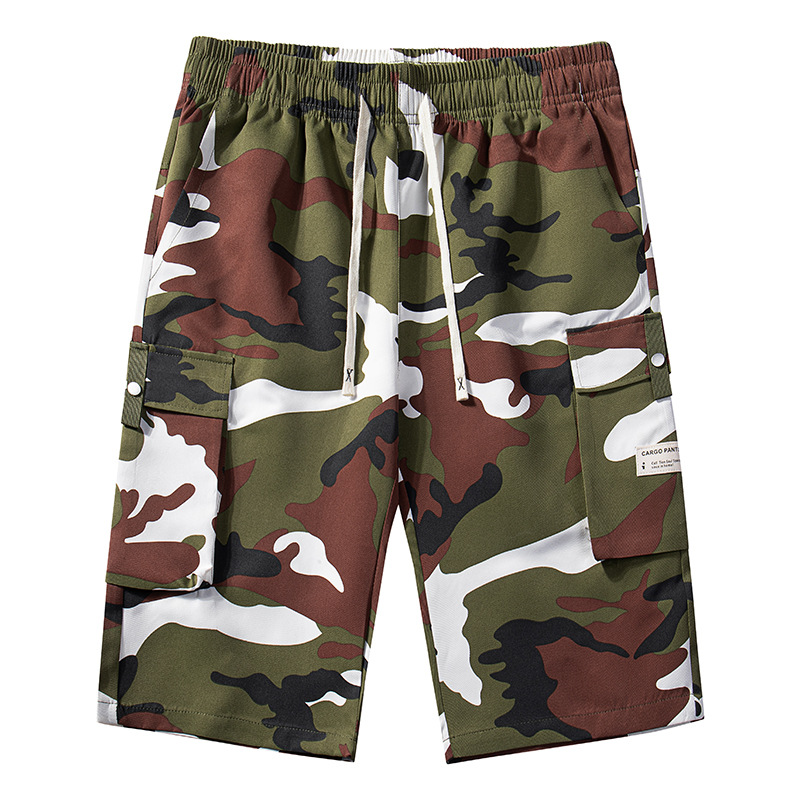 Men's Camo Cargo Shorts with Drawstring Waist