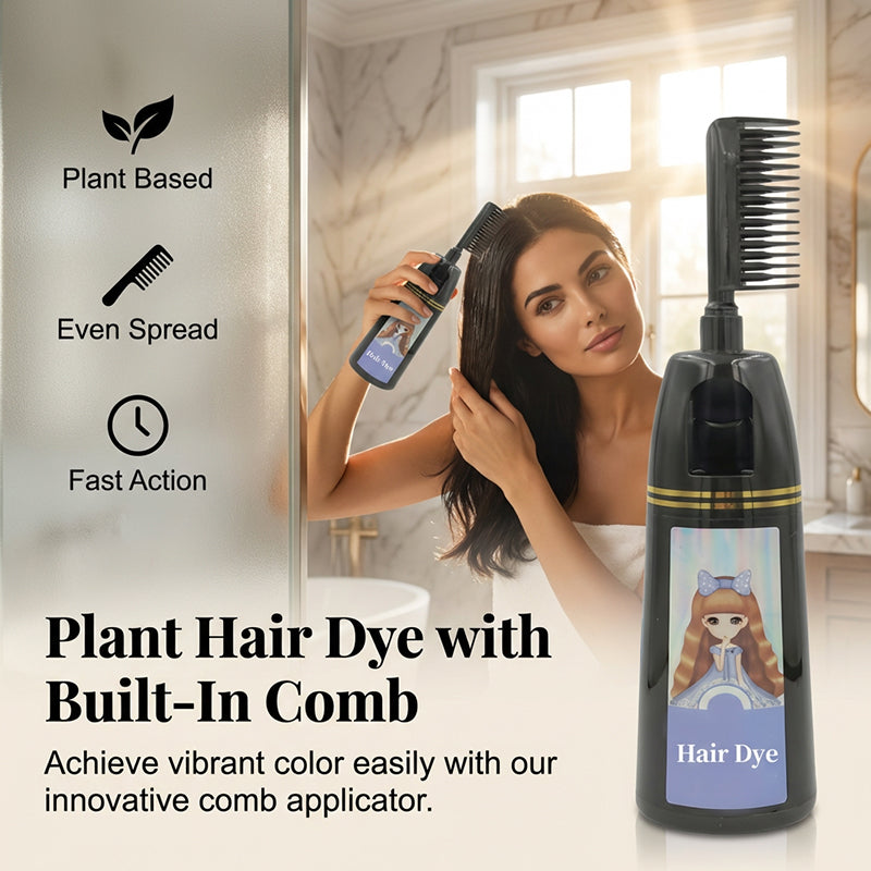 Kleurrijke plantaardige haarverf met kamapplicator