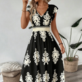Luchtige maxi-jurk met V-hals en barokprint voor dames