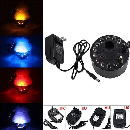 Ultrasone nevelmaker - 12 ledkleuren, veilig 24V en chemicaliënvrije mist - perfect voor Halloween en decoratie