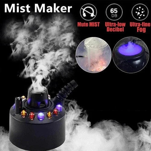 Ultrasone nevelmaker - 12 ledkleuren, veilig 24V en chemicaliënvrije mist - perfect voor Halloween en decoratie