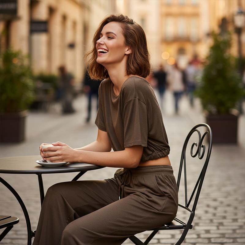 Conjunto de 2 piezas para mujer: top de hombros descubiertos y pantalones