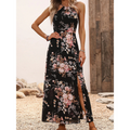 Halstertopjurk met split en bloemenprint