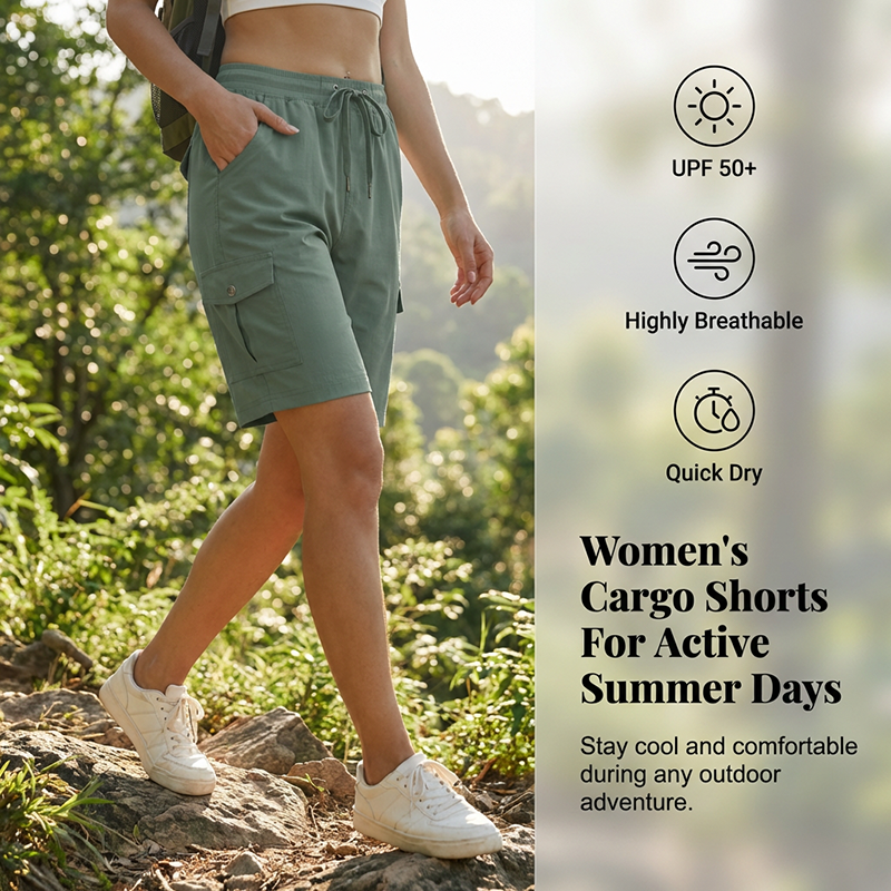 NOW Women's Quick-Dry Cargo Shorts with Pockets