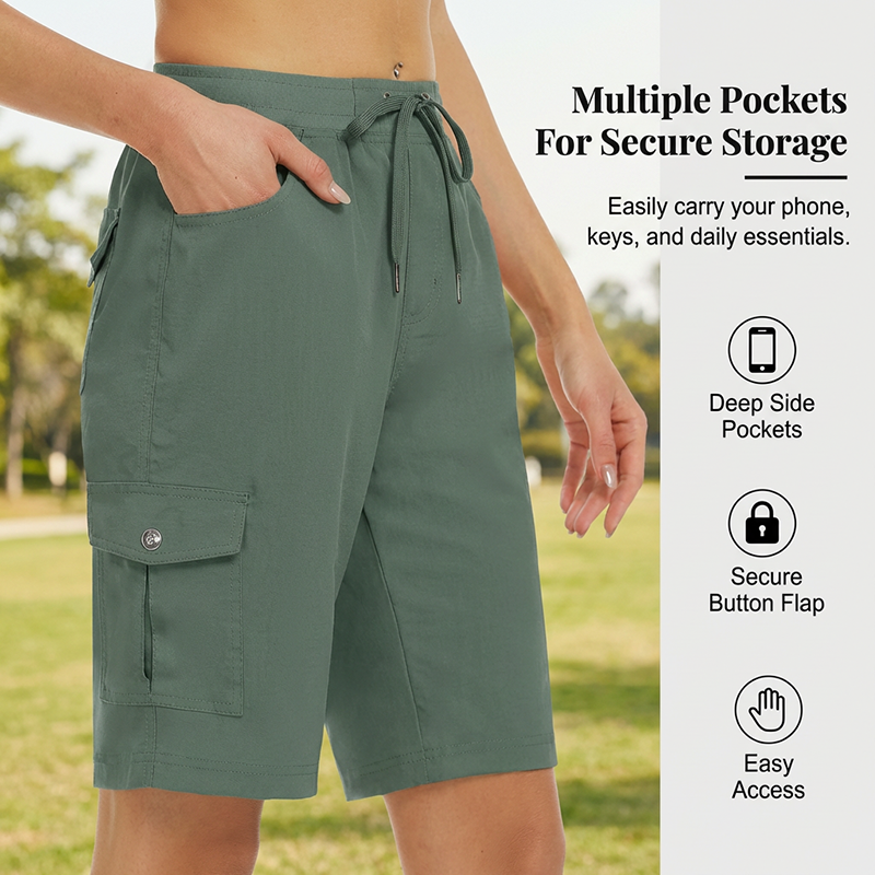 NOW Women's Quick-Dry Cargo Shorts with Pockets