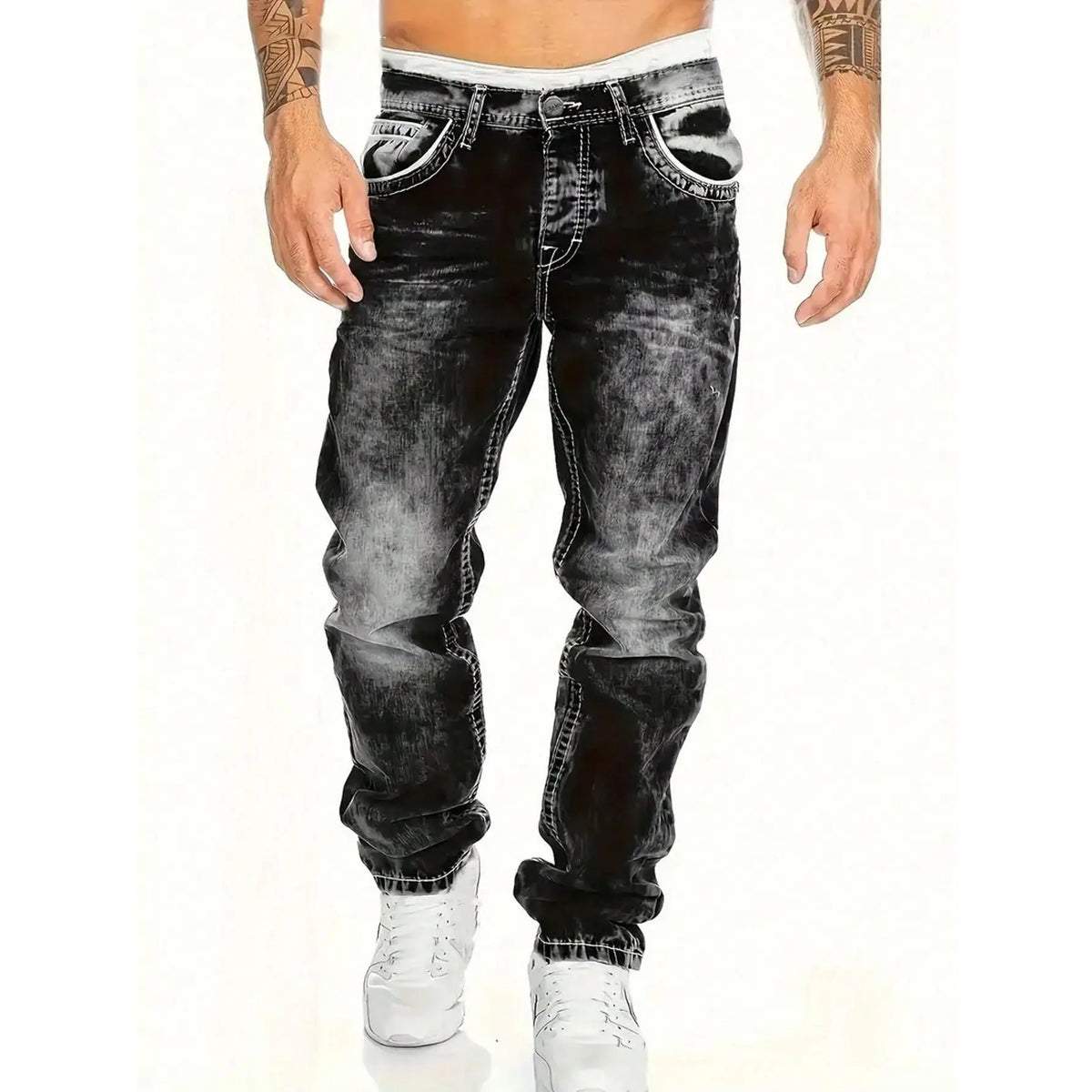 Nuovi jeans da uomo in denim elasticizzato dal design creativo e alla moda