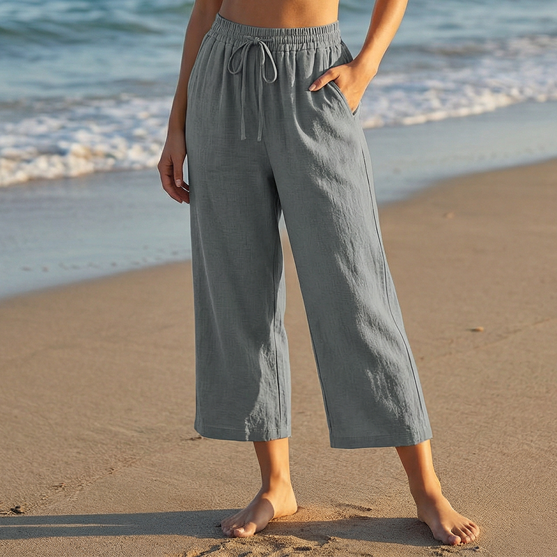 Women's Casual Drawstring Waist Capri Pants