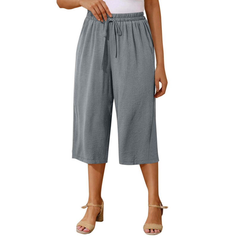 Women's Casual Drawstring Waist Capri Pants