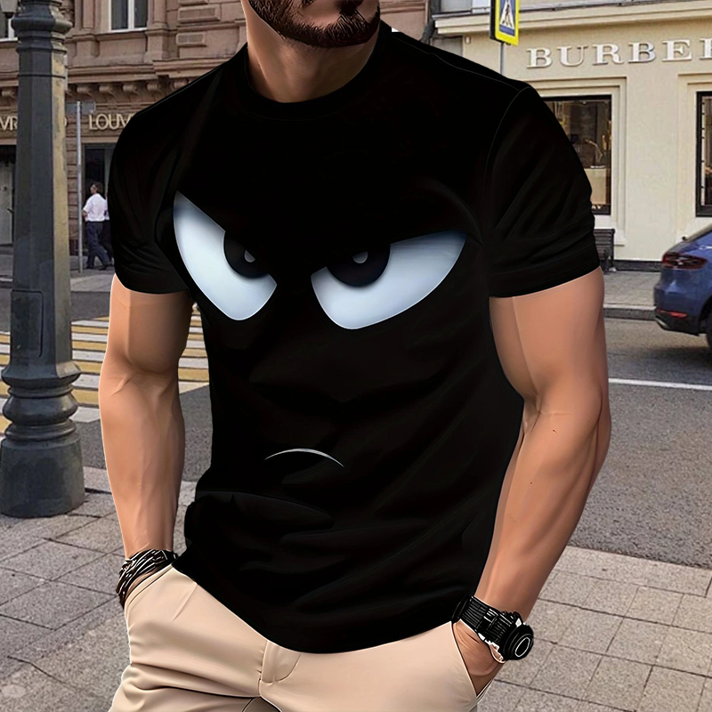 Streetwear-T-shirt voor heren met grafische oogprint