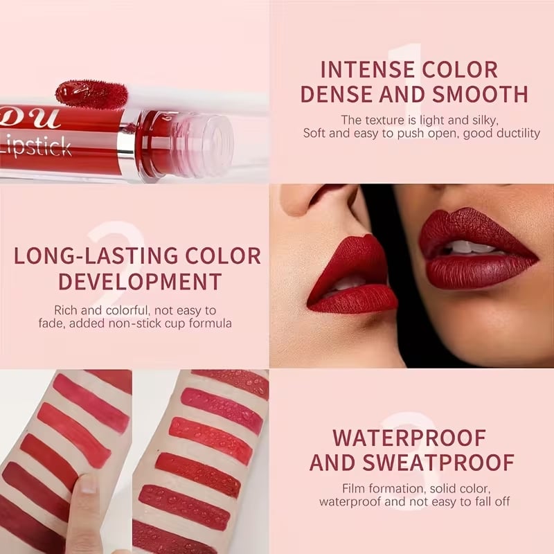10Pcs Matte Waterproof Long Lasting Lip Gloss