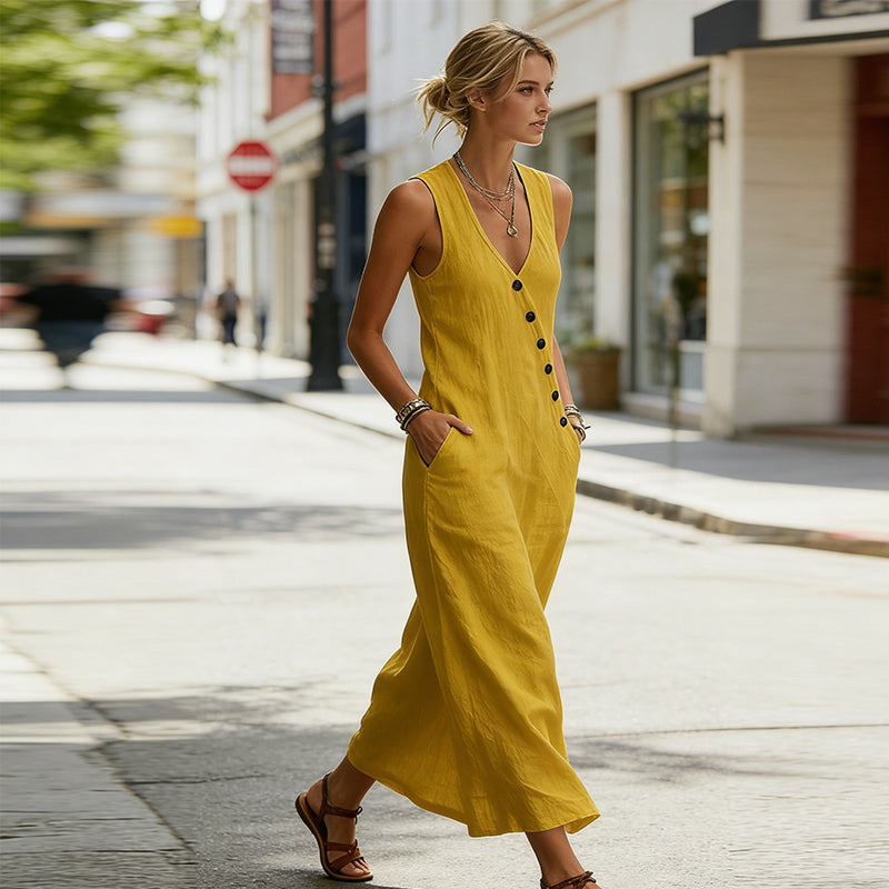 2026 New Arrival Women's Sleeveless V-Neck Maxi Dress with Pockets