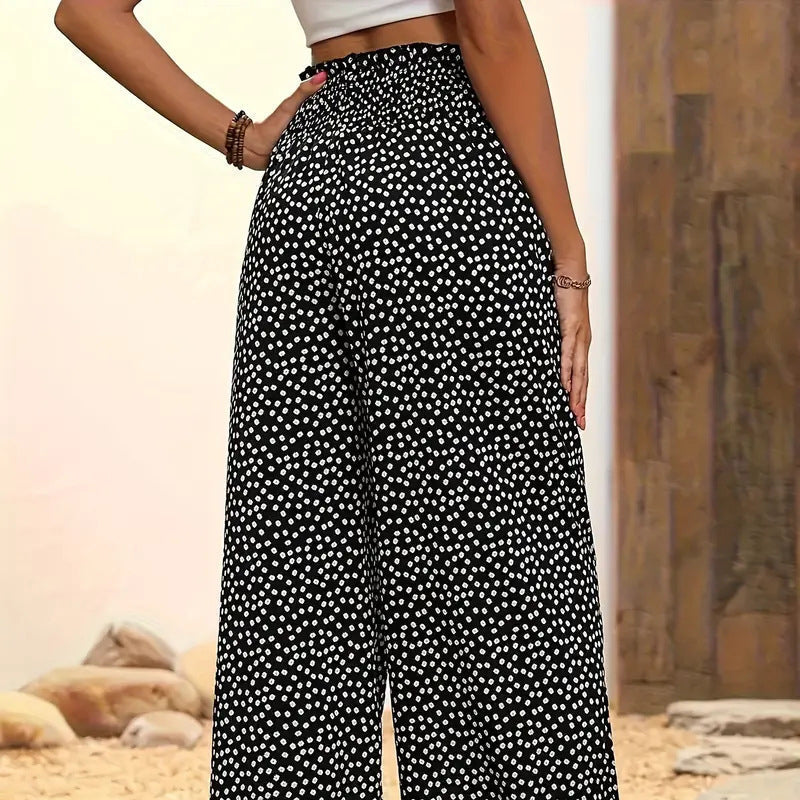 Women's Smocked High Waist Wide Leg Pants ¨C Flattering, Breezy, Chic