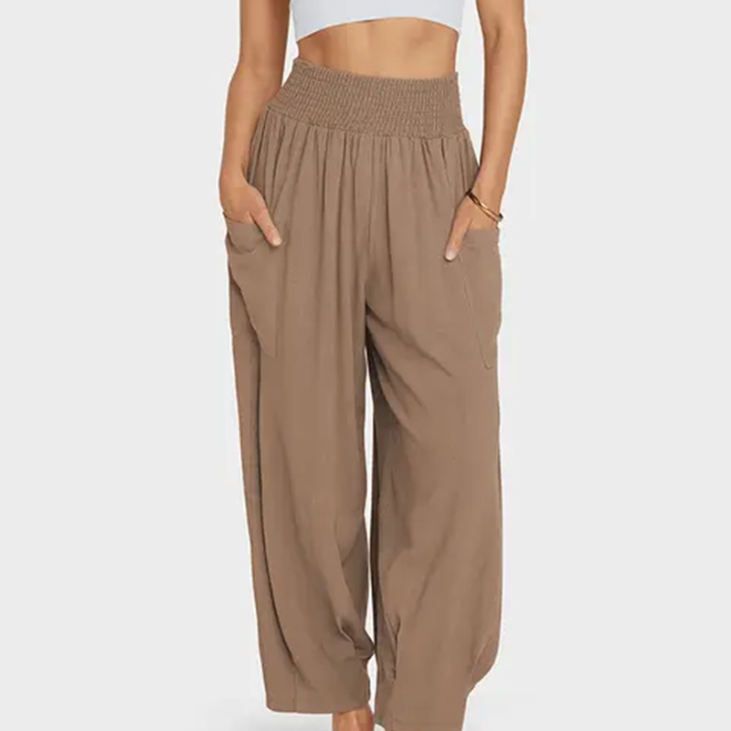 Pantaloni casual da donna, ampi e a vita alta, modello harem