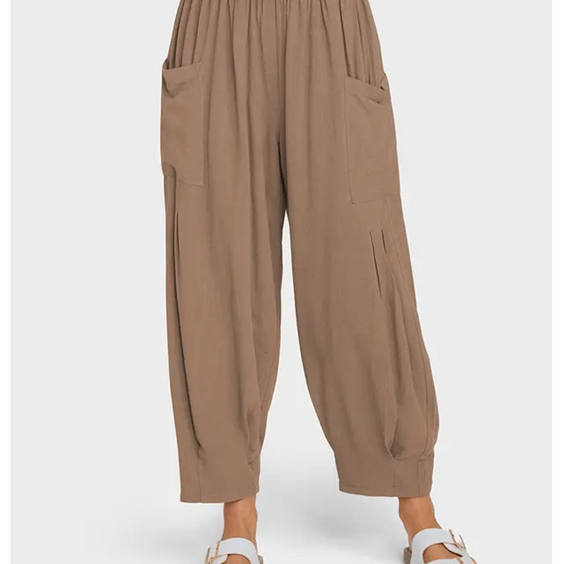 Pantaloni casual da donna, ampi e a vita alta, modello harem