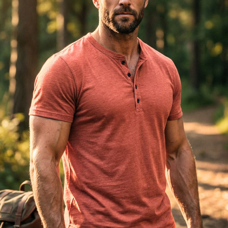 Men's Short Sleeve Henley T-Shirt