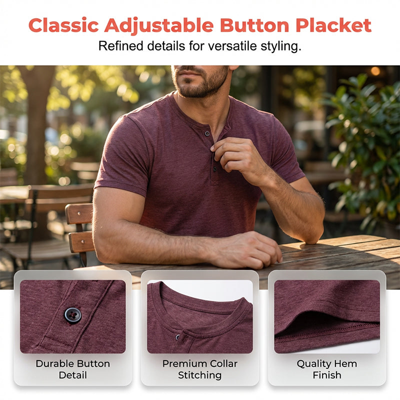 Men's Short Sleeve Henley T-Shirt