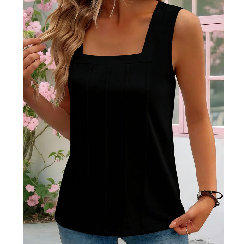 Women's Square Neck Pleated Tank Top