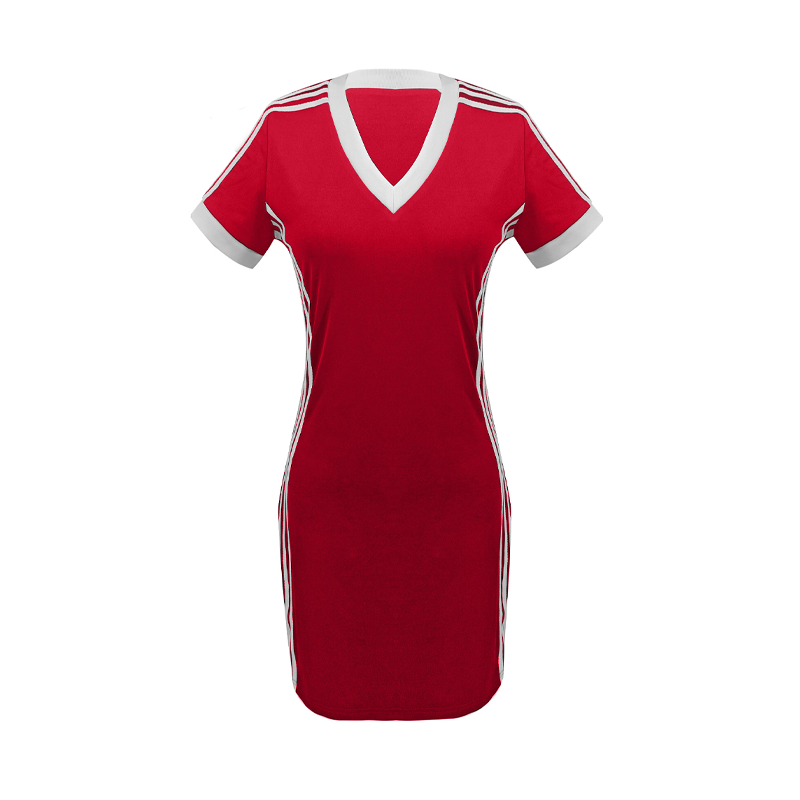 Women's Sporty V-Neck Bodycon Mini Dress