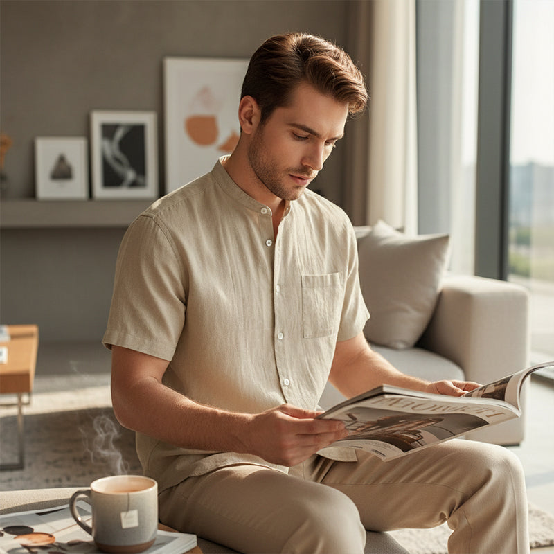 Men's Casual Button-Down Short Sleeve Shirt