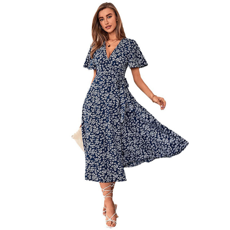 Elegant Floral V-Neck Dress