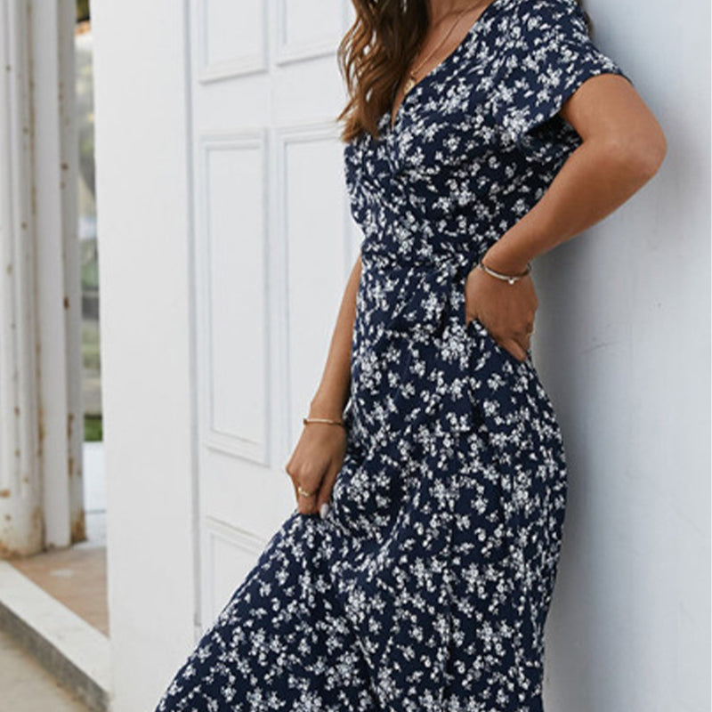Elegant Floral V-Neck Dress