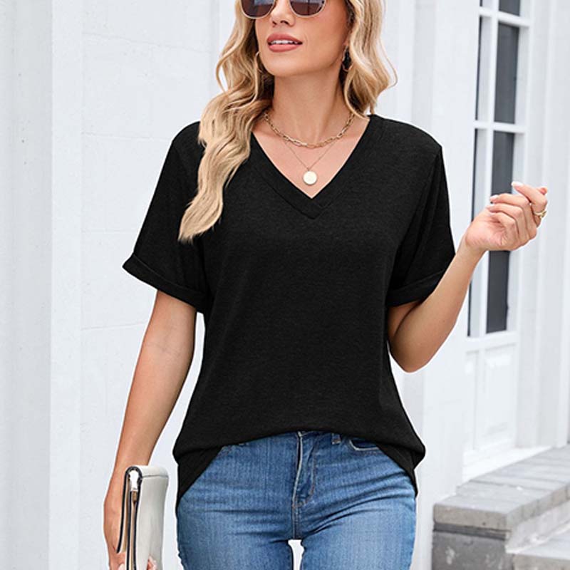Casual T-shirt met V-hals en korte mouwen voor dames