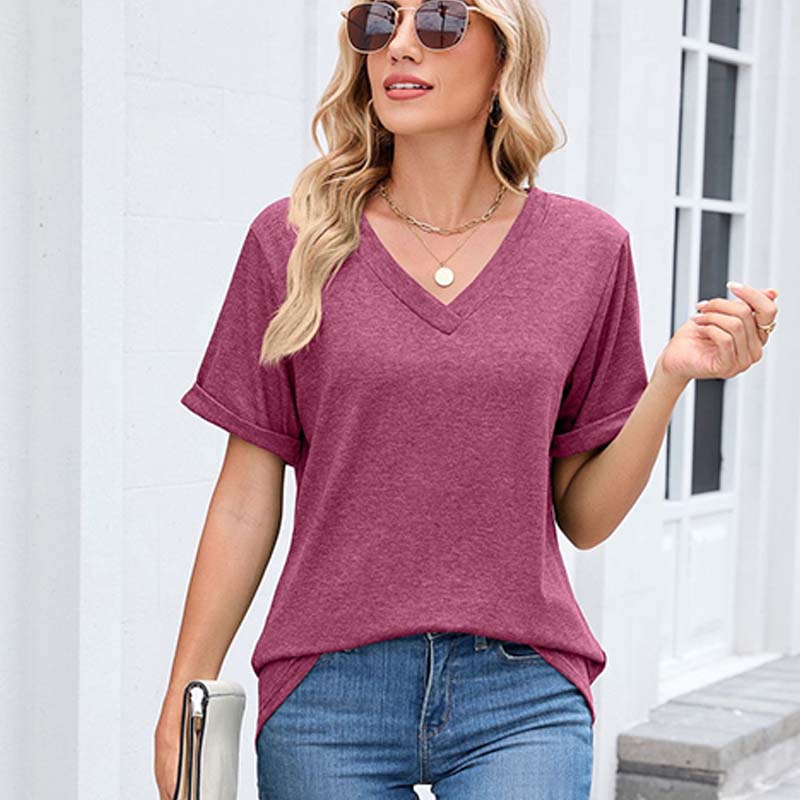 Casual T-shirt met V-hals en korte mouwen voor dames