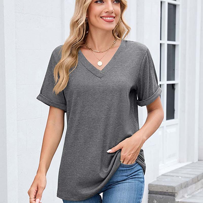 Casual T-shirt met V-hals en korte mouwen voor dames