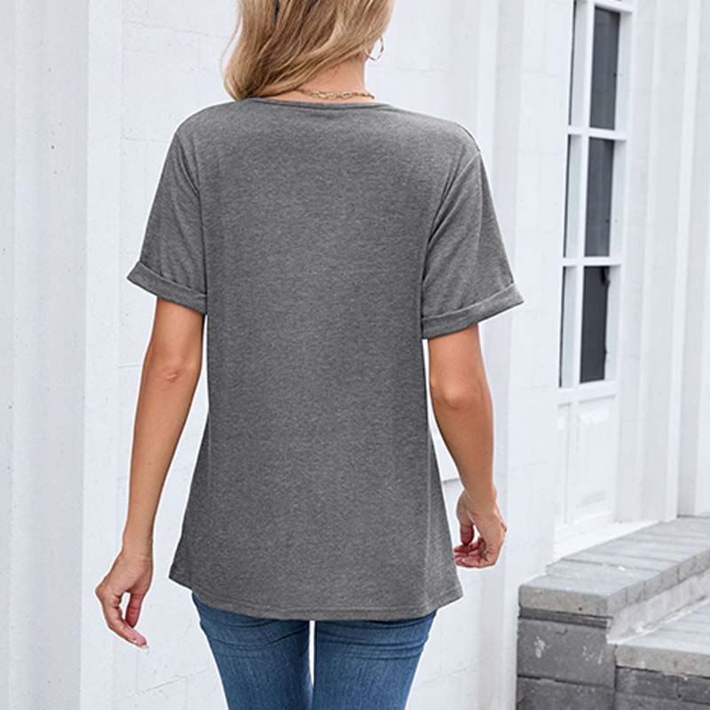 Casual T-shirt met V-hals en korte mouwen voor dames