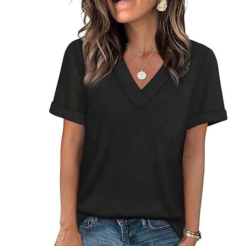 Casual T-shirt met V-hals en korte mouwen voor dames